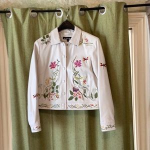 White leather embroidered jacket